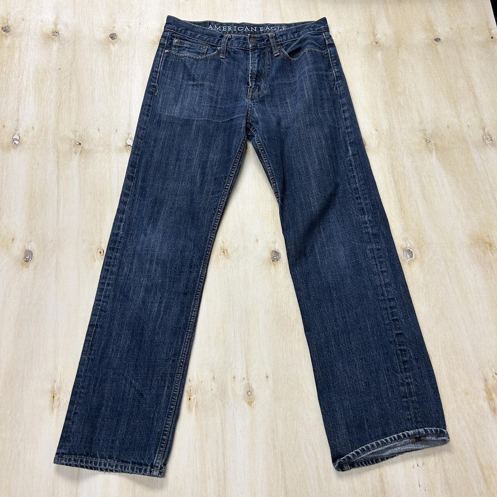 Y2K American Eagle Jeans Mens 30x32 Medium Wash Blue Denim Relaxed Straight